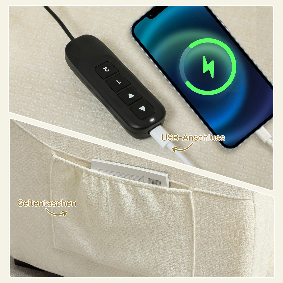 Elektrischer Relaxsessel mit Fußstütze und USB