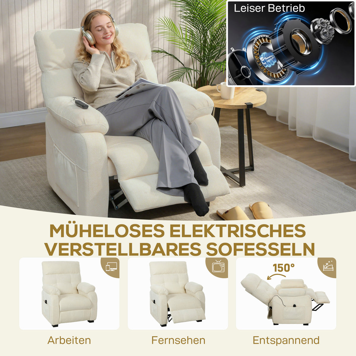 Elektrischer Relaxsessel mit Fußstütze und USB