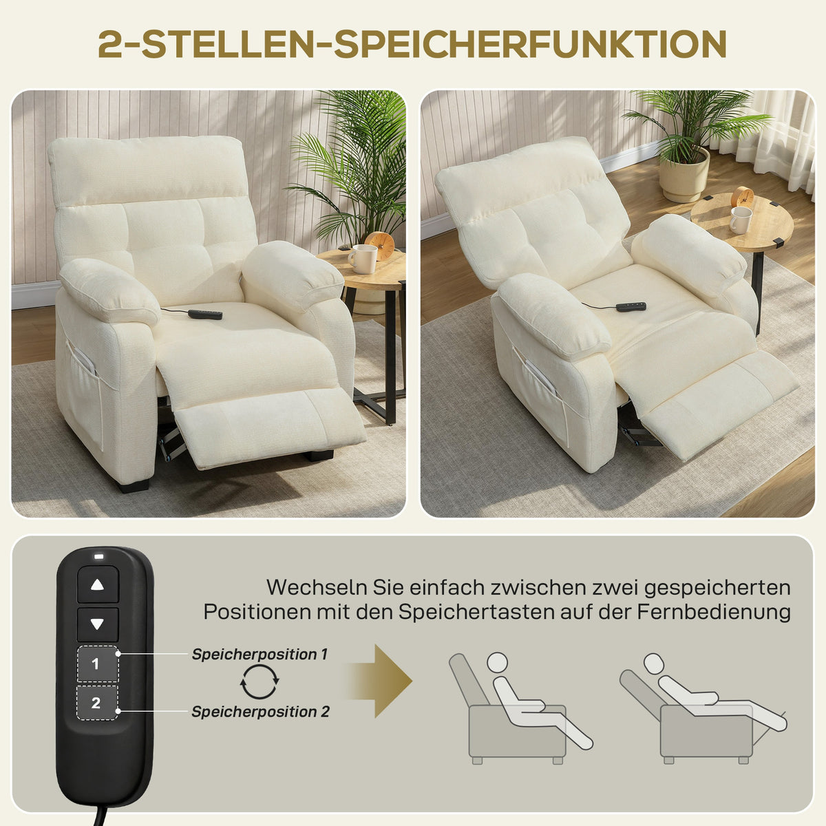 Elektrischer Relaxsessel mit Fußstütze und USB