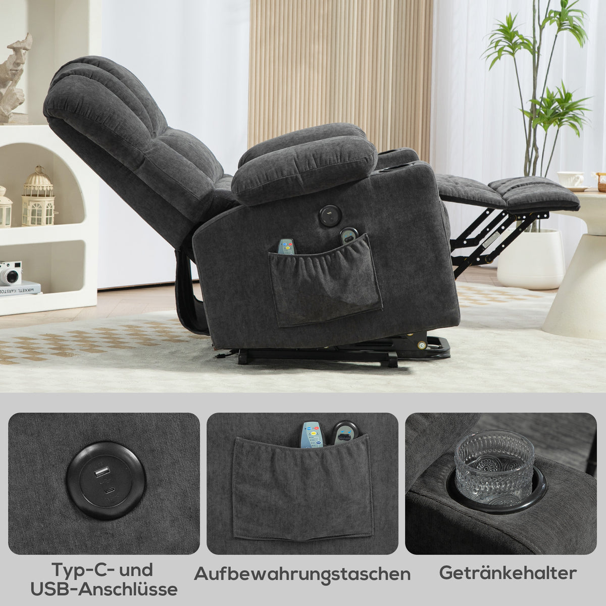 Elektrischer Aufstehsessel mit Massage und Wärme