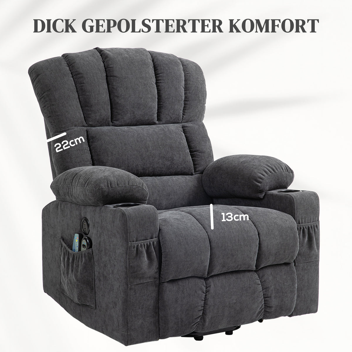 Elektrischer Aufstehsessel mit Massage und Wärme