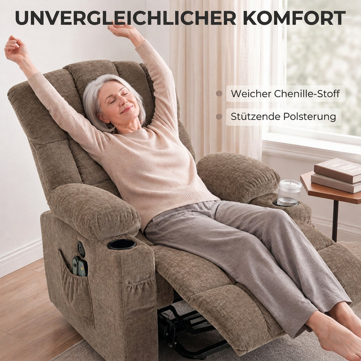 Elektrischer Aufstehsessel mit Massage und Wärme