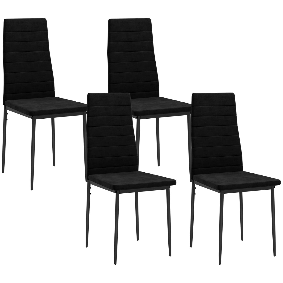4er-Set Esszimmerstühle mit Samtbezug und Metallbeinen