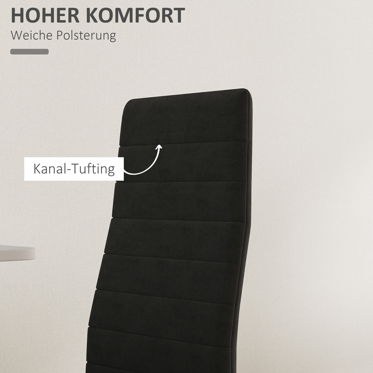 4er-Set Esszimmerstühle mit Samtbezug und Metallbeinen
