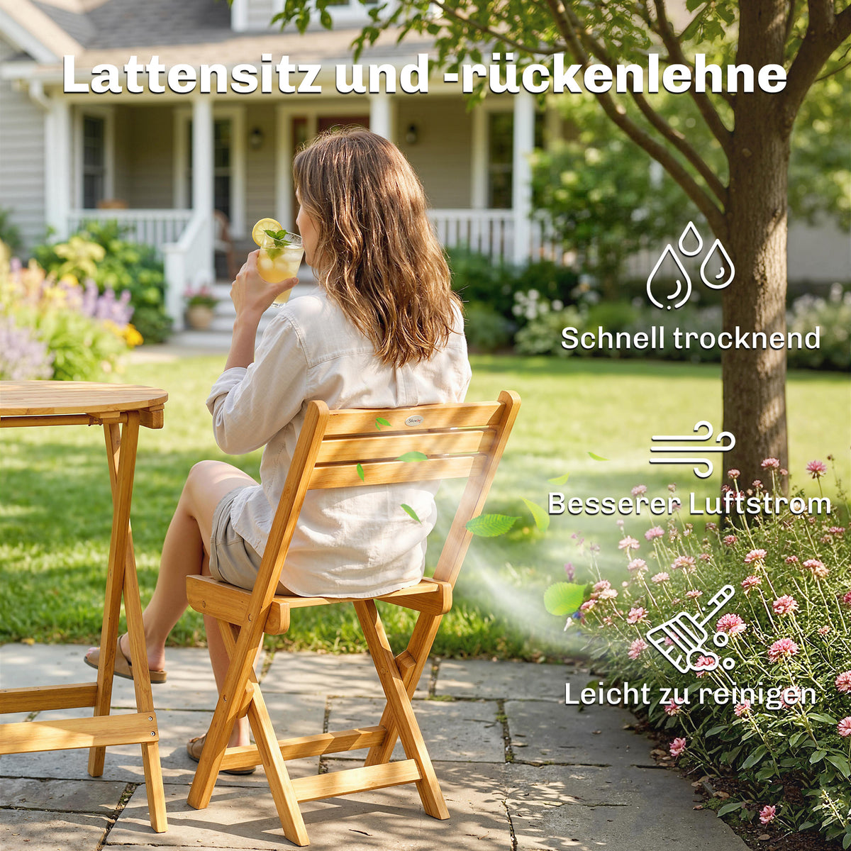 Klappbares Balkonmöbel-Set aus Akazienholz