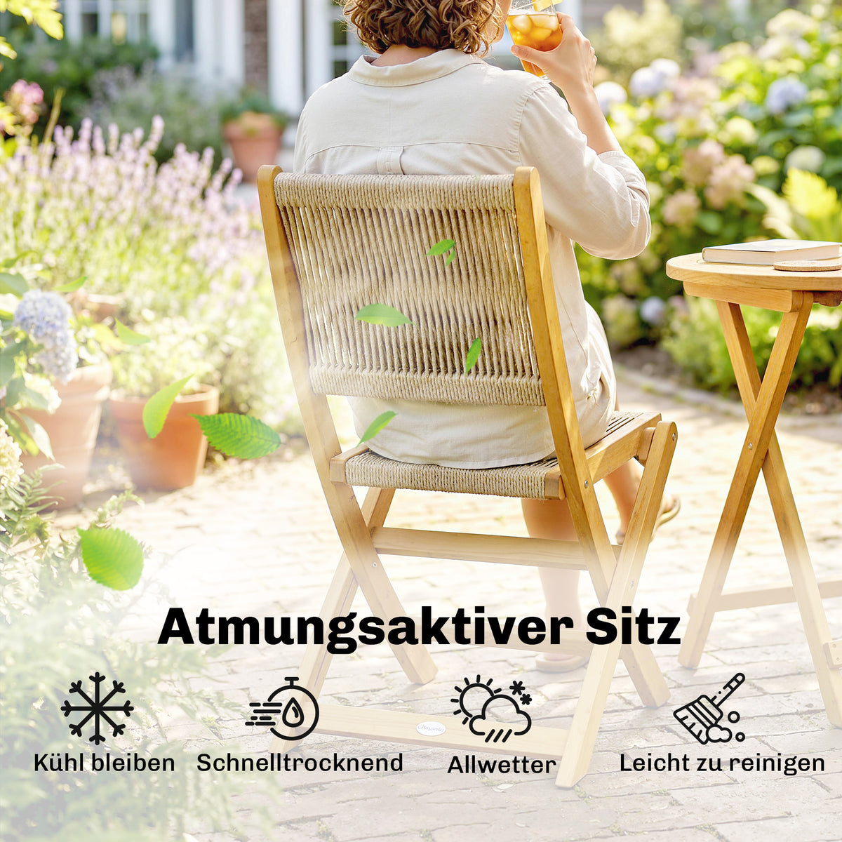 Klappbares Balkonmöbel-Set aus Akazienholz
