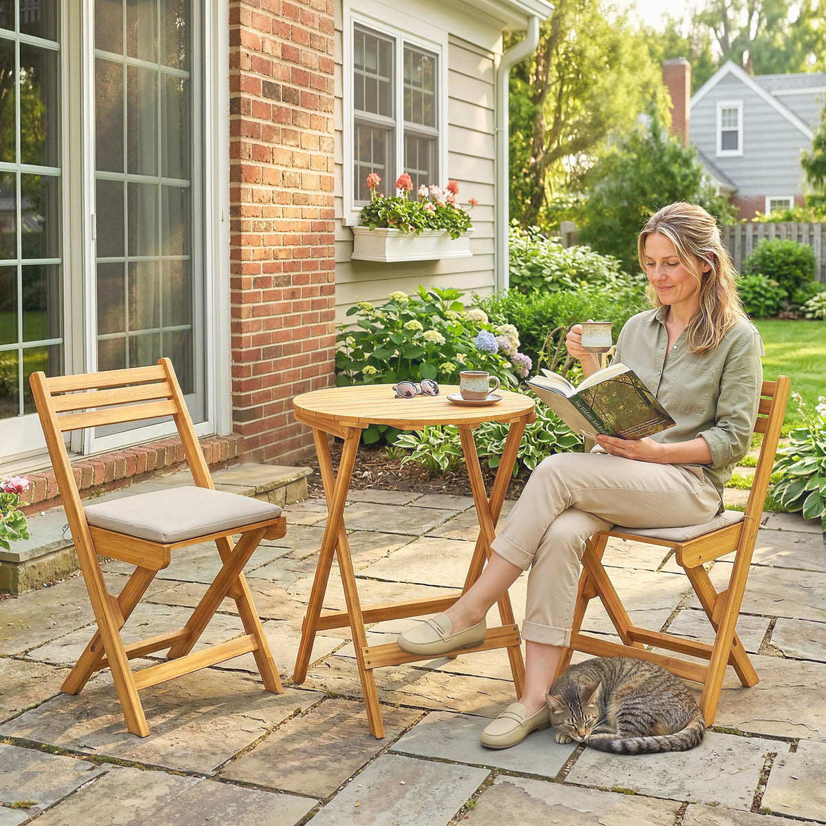 Klappbares Balkonmöbel-Set aus Akazienholz