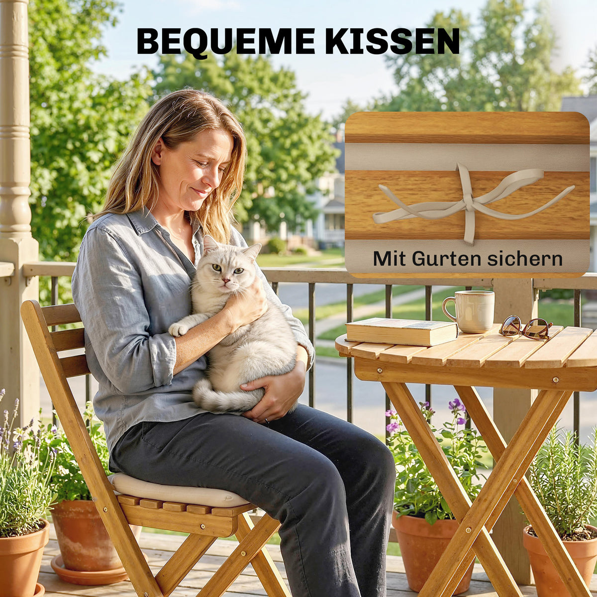 Klappbares Balkonmöbel-Set aus Akazienholz