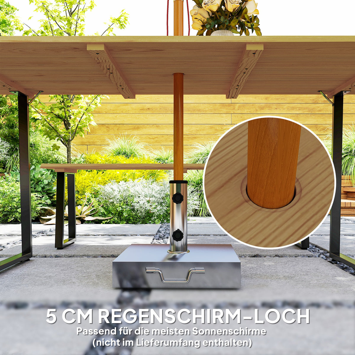 3-teiliges Gartenmöbel-Set mit Tisch und zwei Bänken