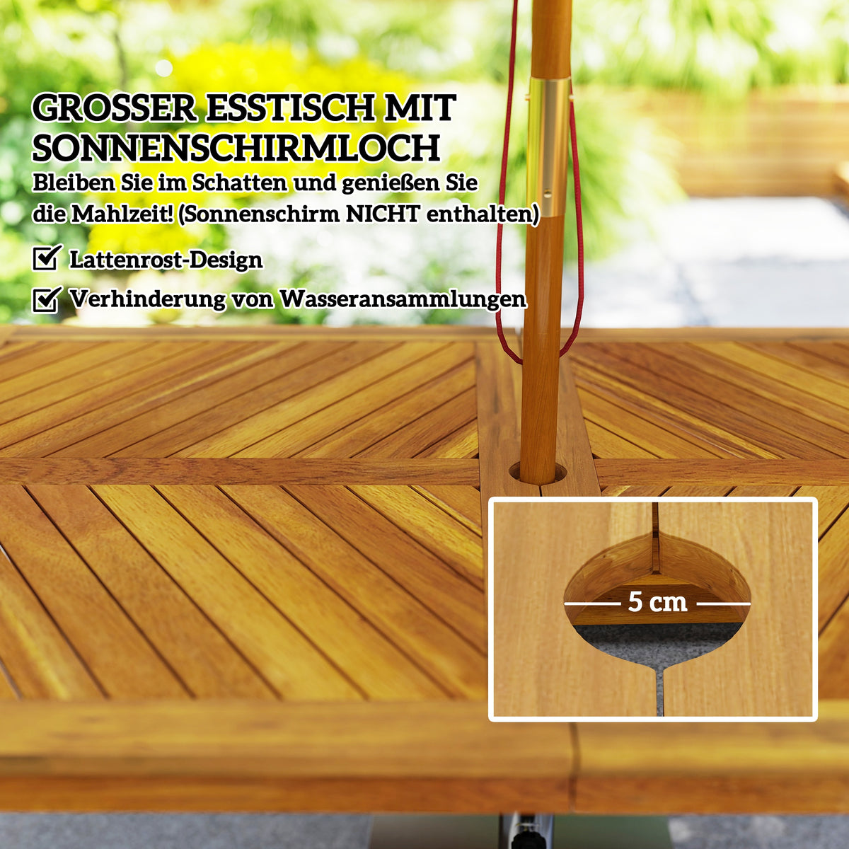3-teiliges Gartenmöbel-Set mit Tisch und zwei Bänken