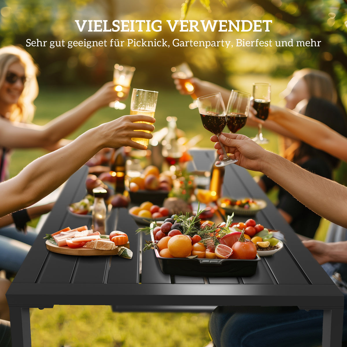 3-teiliges Gartenmöbel-Set mit Tisch und zwei Bänken