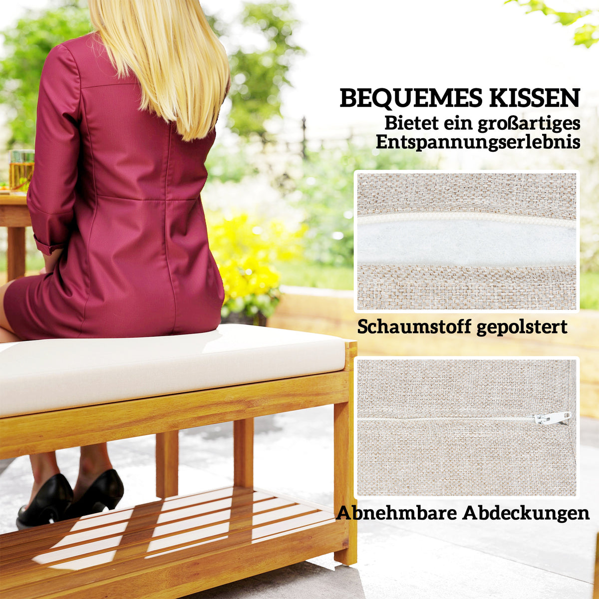 3-teiliges Gartenmöbel-Set mit Tisch und zwei Bänken
