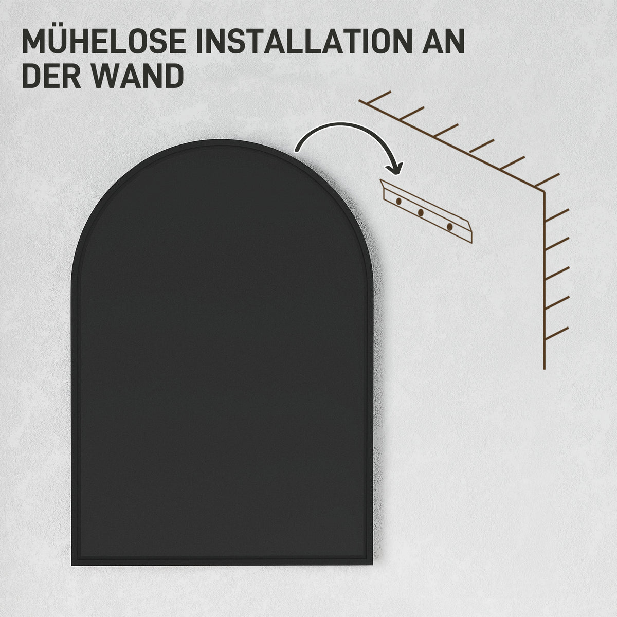 Badezimmerspiegel mit Bogenform und Aluminiumrahmen