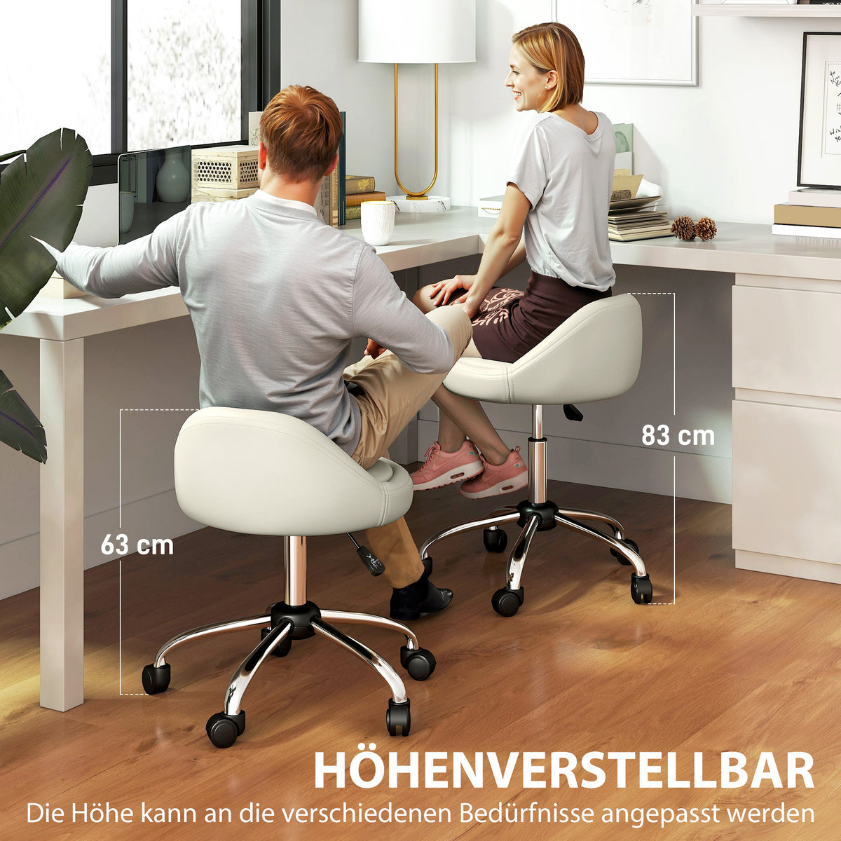 Höhenverstellbarer Rollhocker mit Drehfunktion