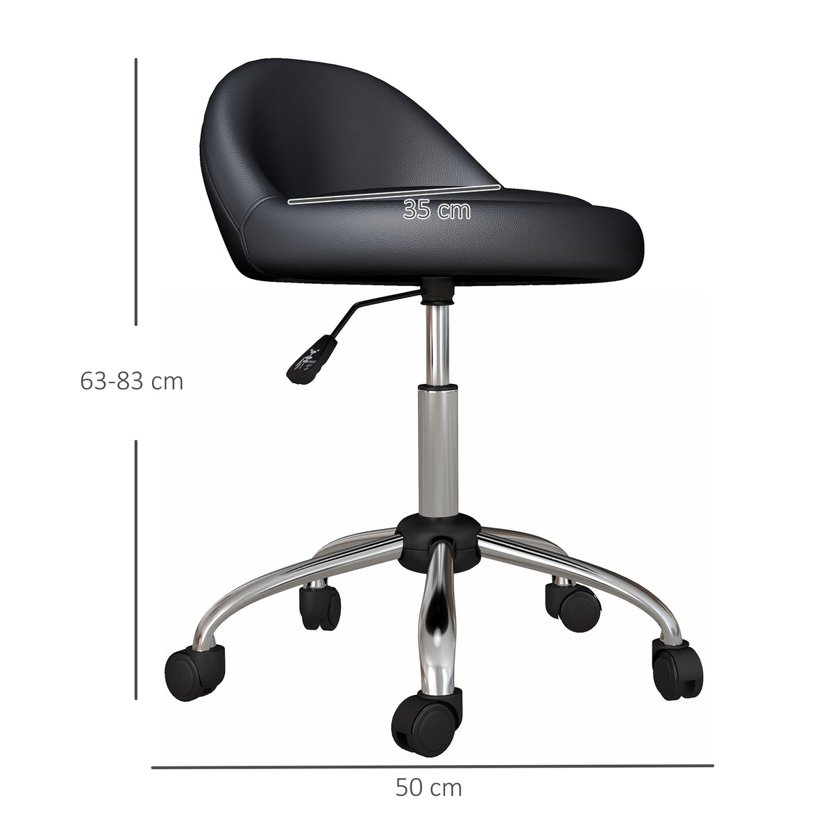 Höhenverstellbarer Rollhocker mit Drehfunktion