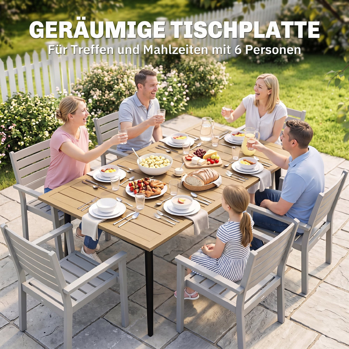 Gartentisch aus Metall mit Schirmloch