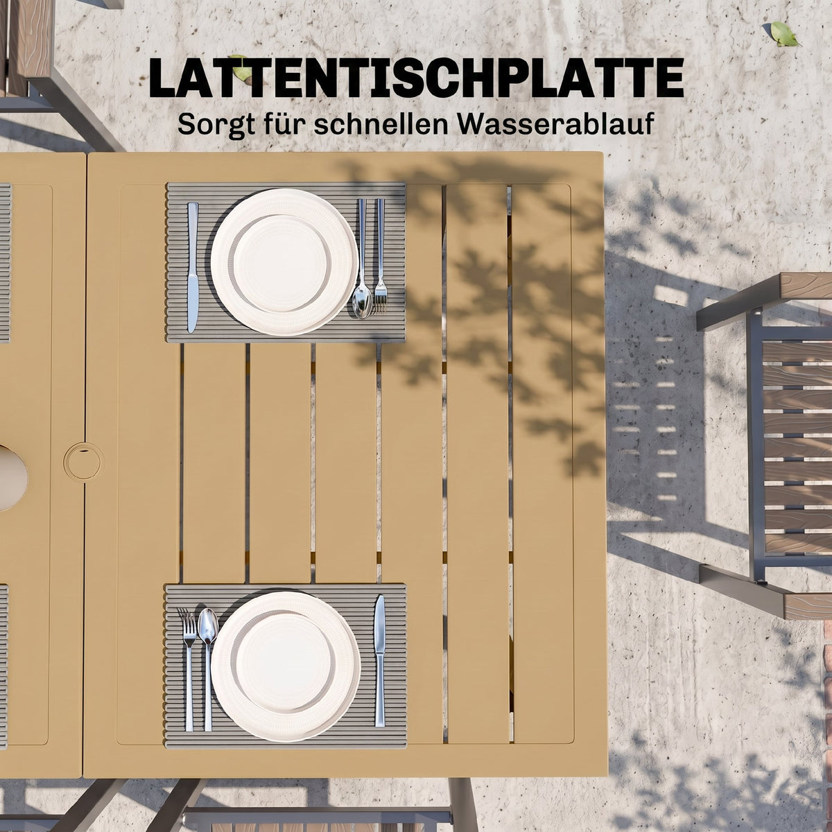 Gartentisch aus Metall mit Schirmloch