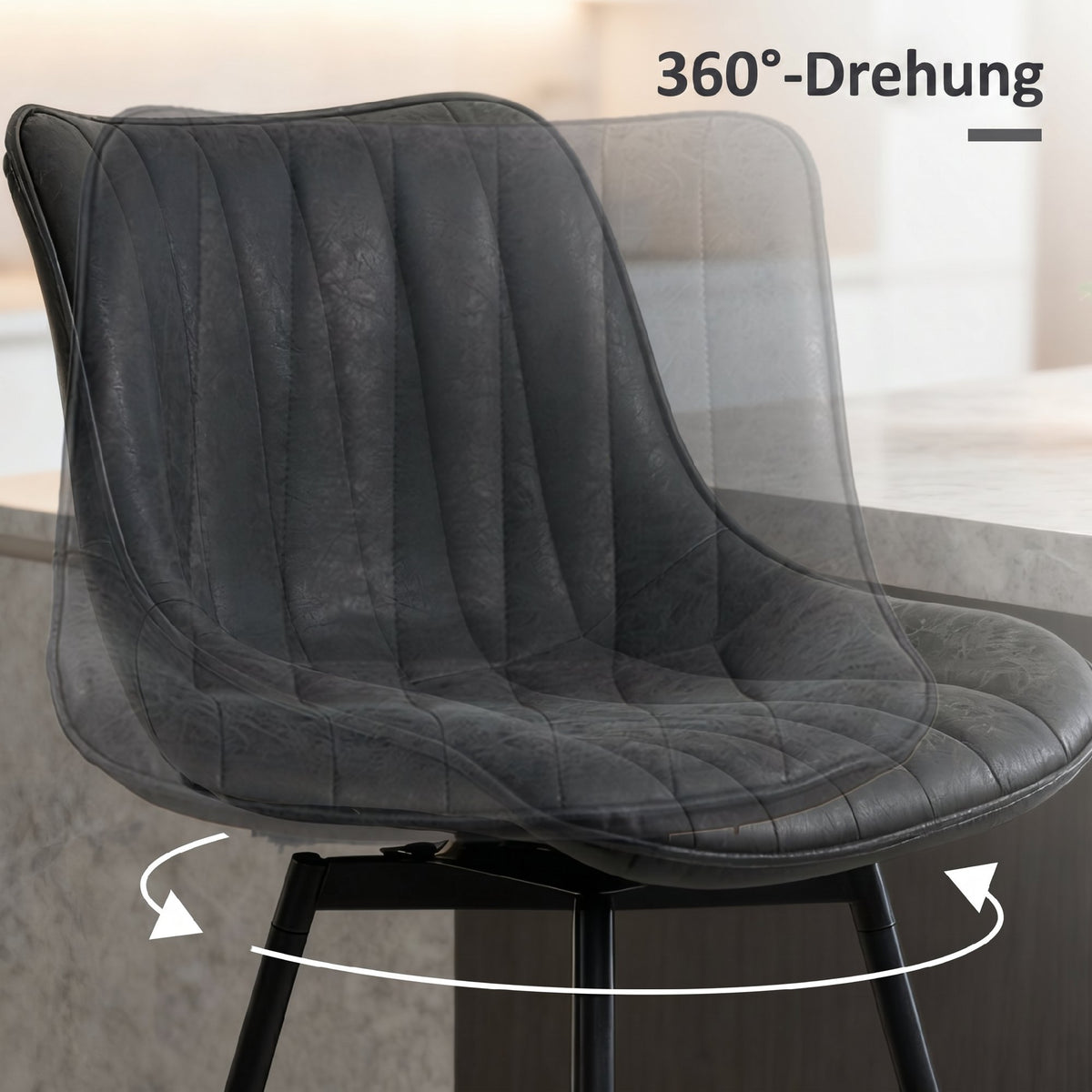 2er-Set Barhocker mit 360°-Drehung und Rückenlehne