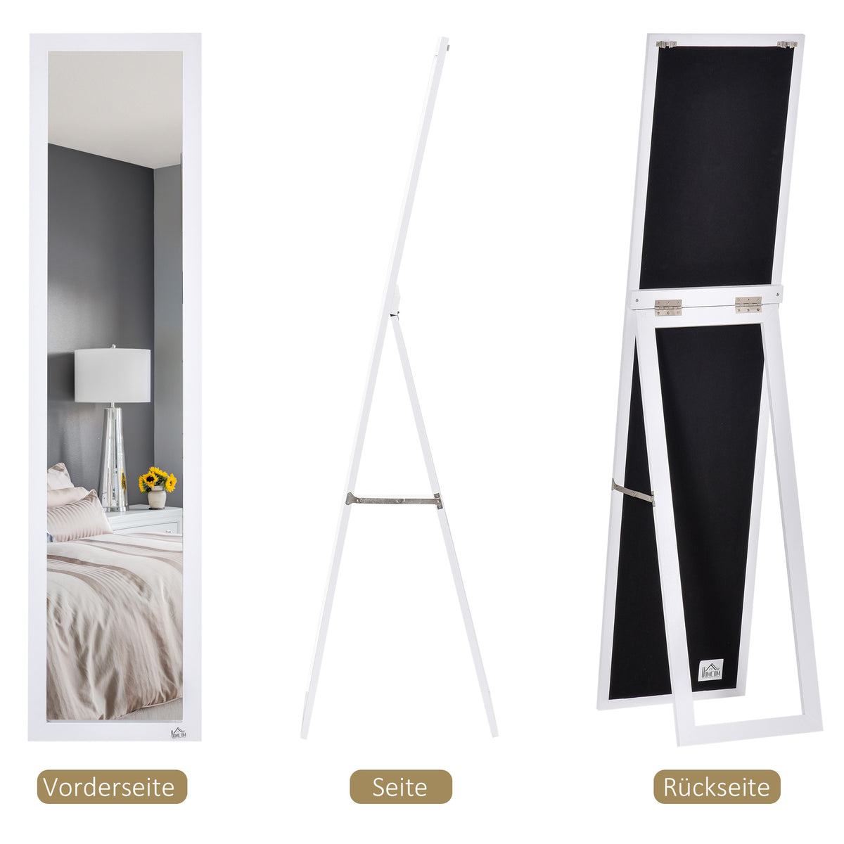 Ganzkörperspiegel mit Standfuß und Wandmontage