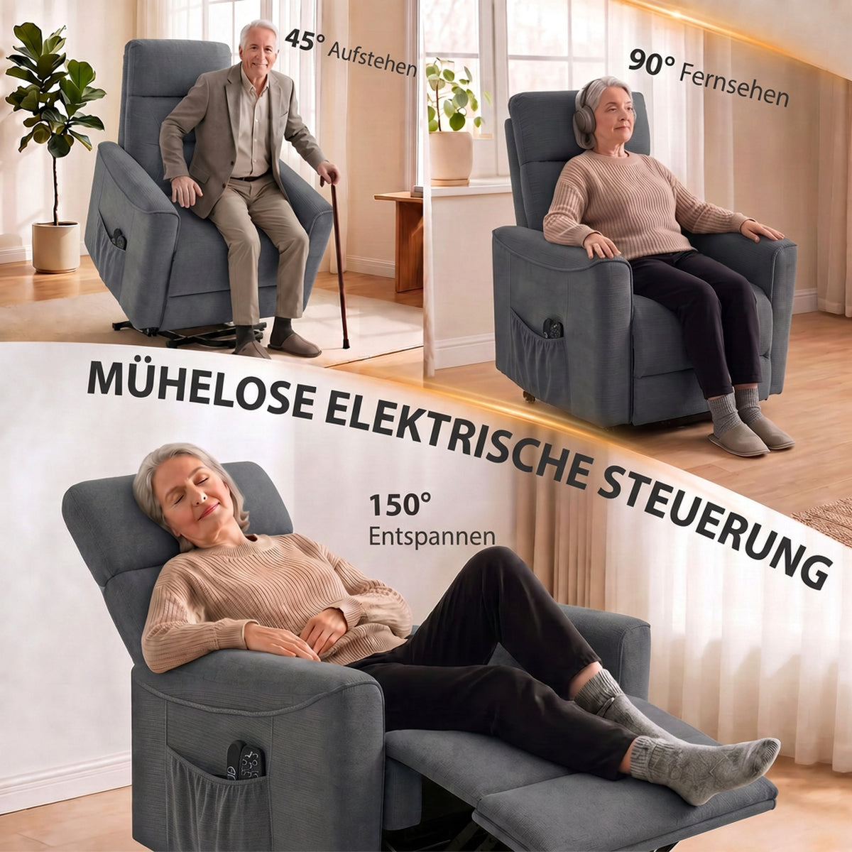 Elektrischer Relaxsessel mit Aufstehhilfe und Massage