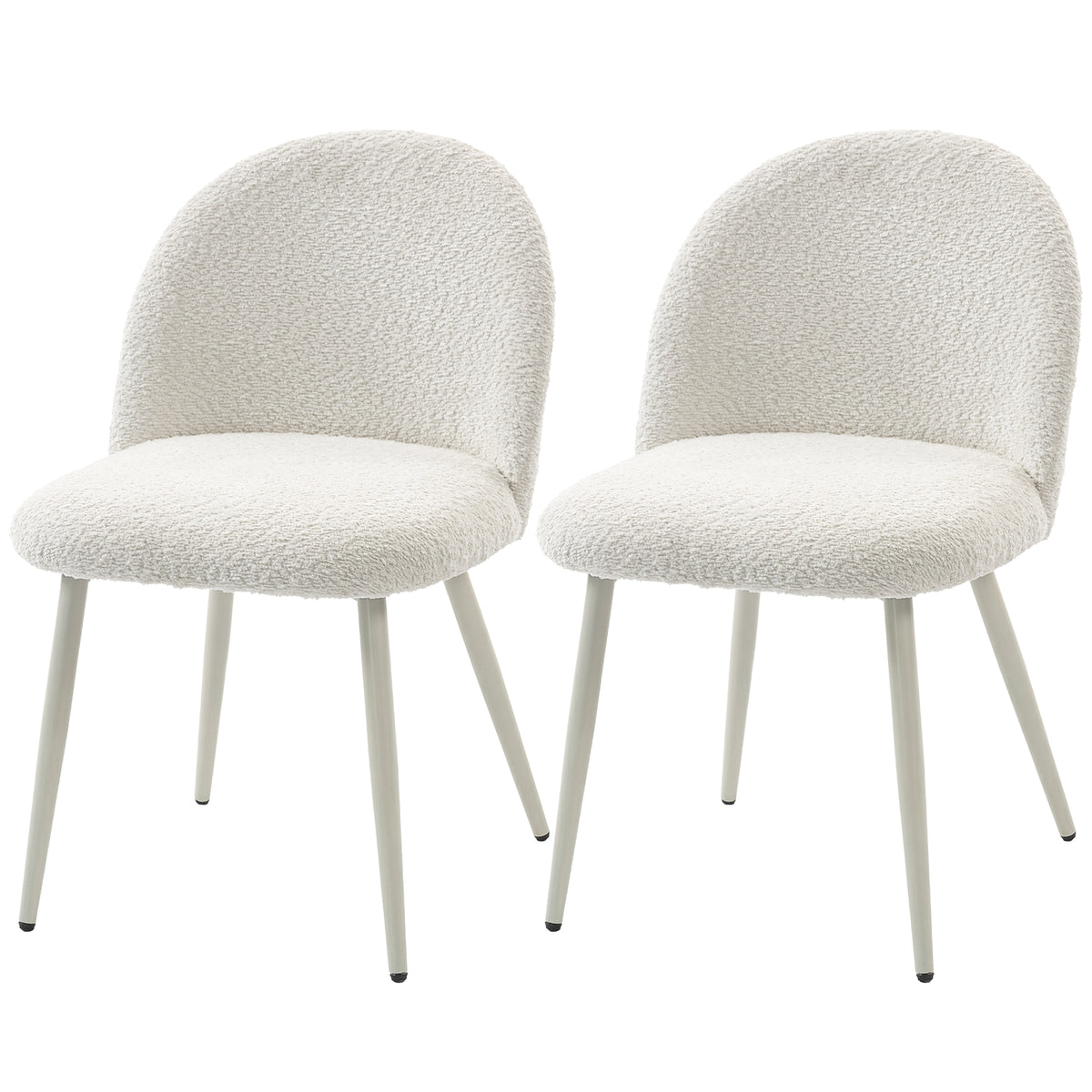 2 Esszimmerstühle mit Chenille-Polsterung und Metallbeinen