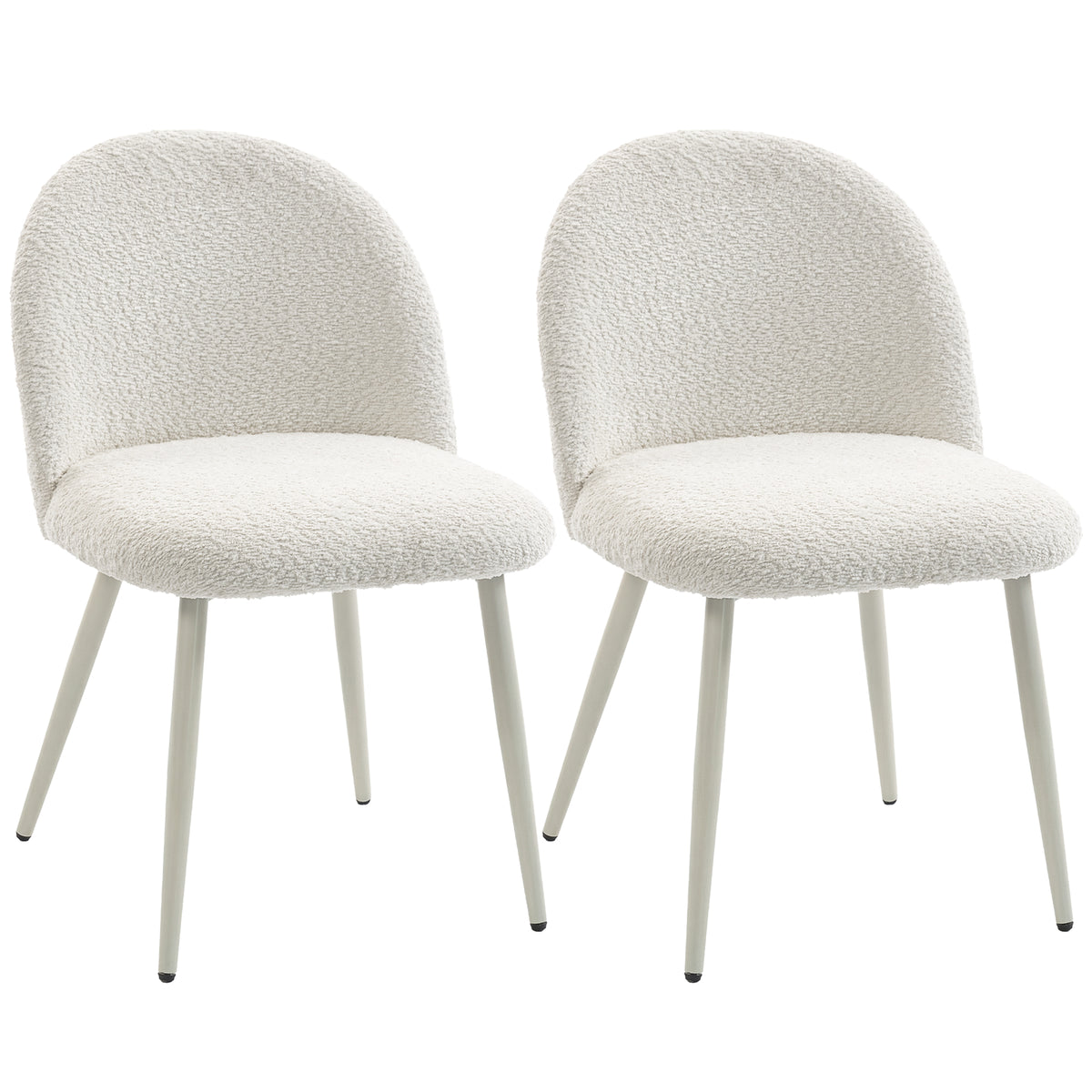 2 Esszimmerstühle mit Chenille-Polsterung und Metallbeinen