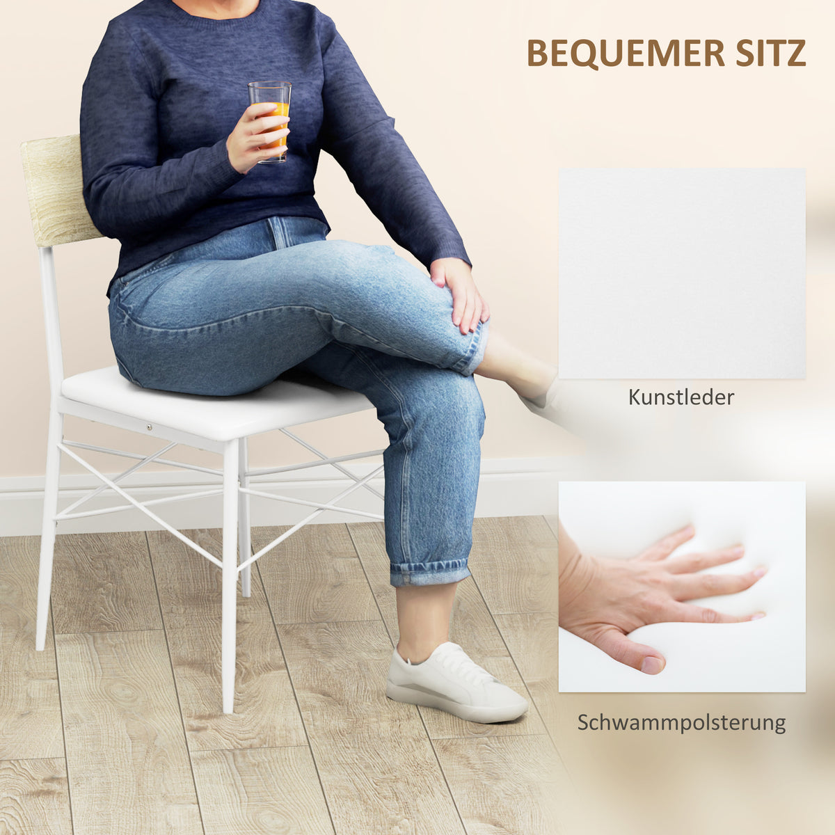 4-teiliges Esstisch-Set mit Bank und 2 Stühlen