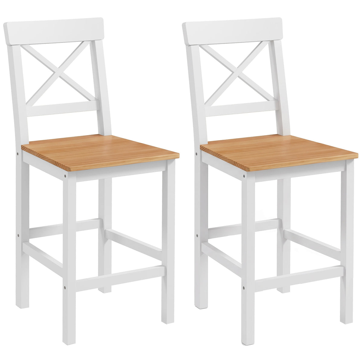 2er-Set Barhocker mit Rückenlehne und Fußstütze