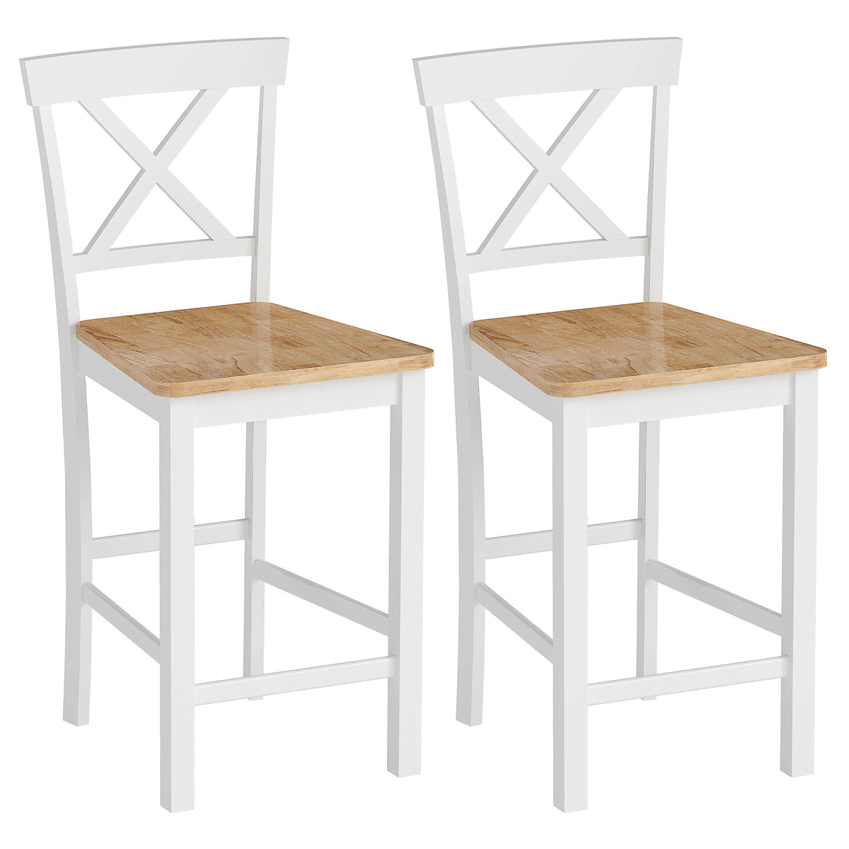 2er-Set Barhocker mit Rückenlehne und Fußstütze