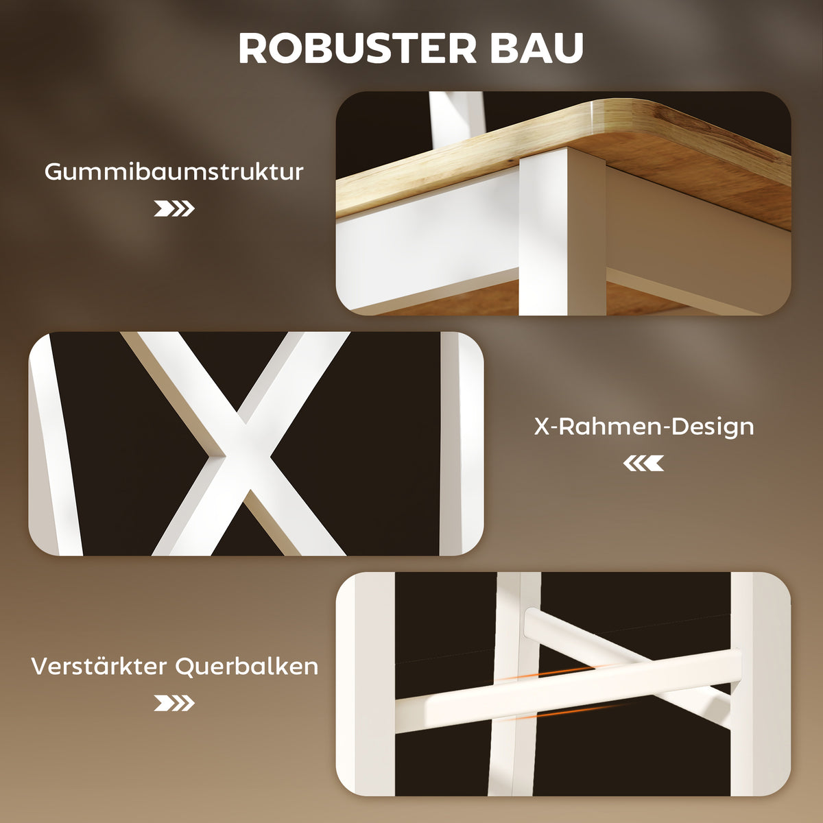 2er-Set Barhocker mit Rückenlehne und Fußstütze