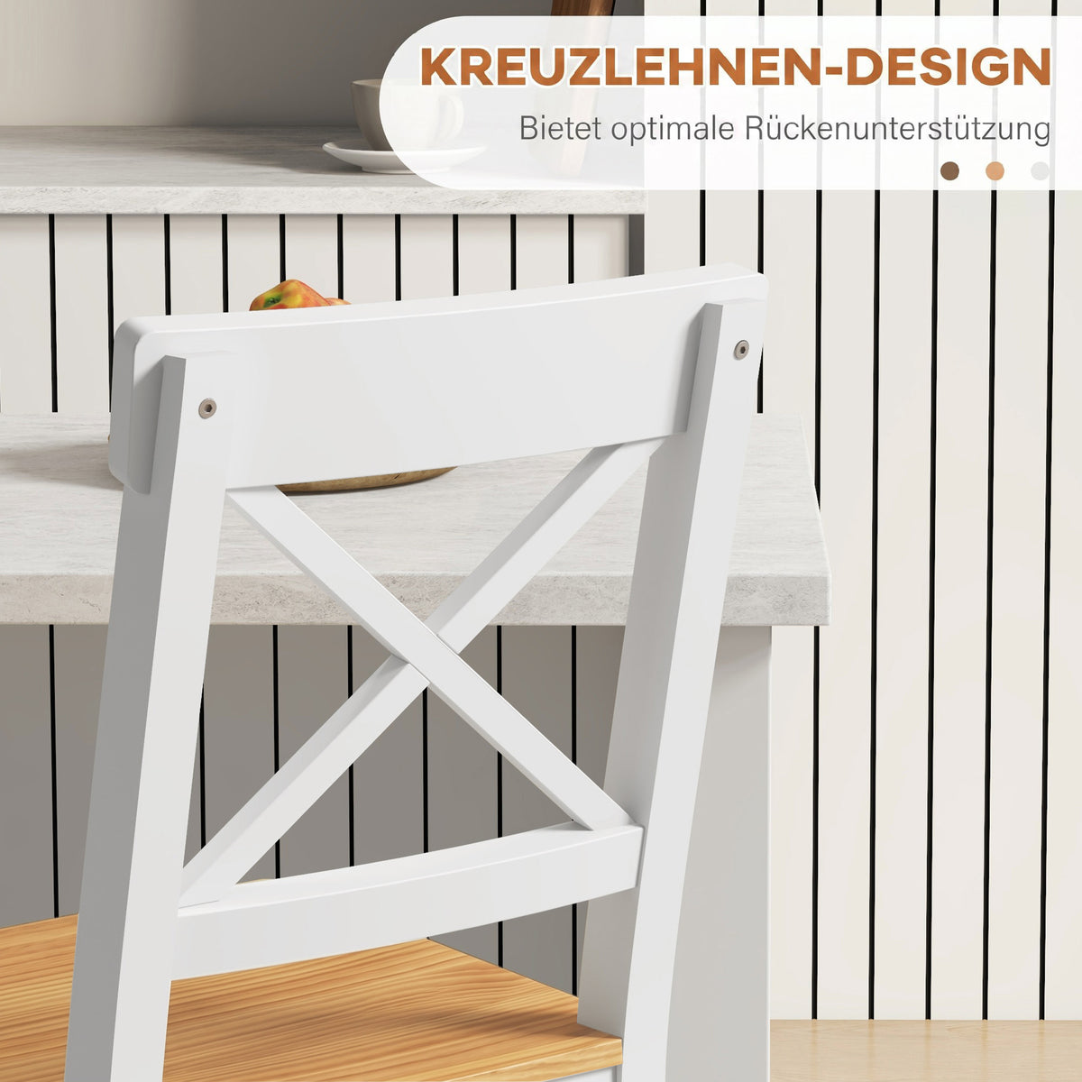 2er-Set Barhocker mit Rückenlehne und Fußstütze