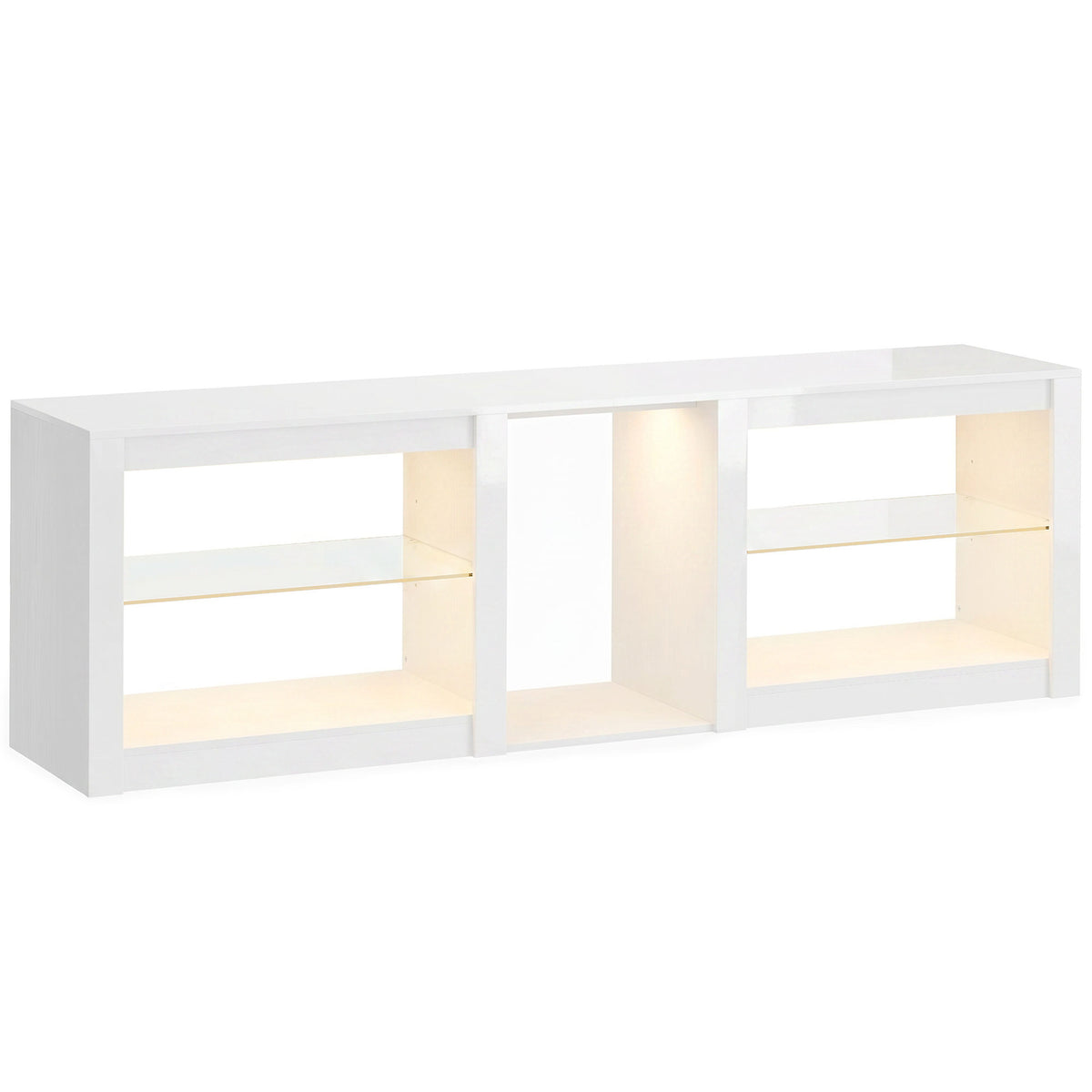 TV-Lowboard 160 cm mit RGB-LEDs und Glasböden