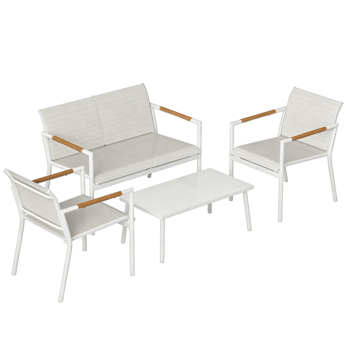 Gartenmöbel-Set mit Sofa, Sesseln und Tisch