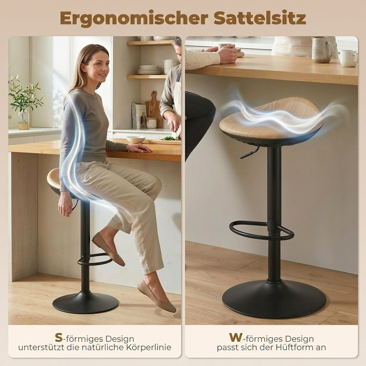 Barhocker 2er-Set, höhenverstellbar und drehbar