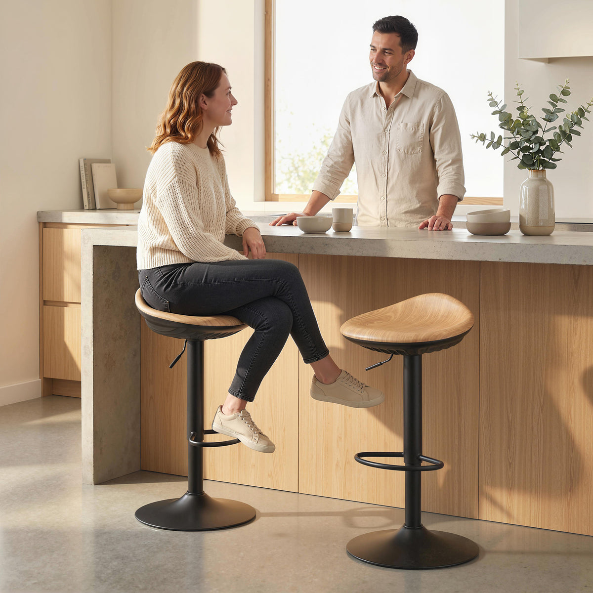 Barhocker 2er-Set, höhenverstellbar und drehbar