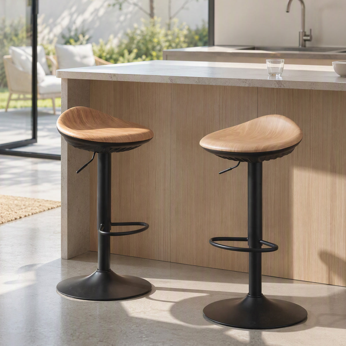 Barhocker 2er-Set, höhenverstellbar und drehbar