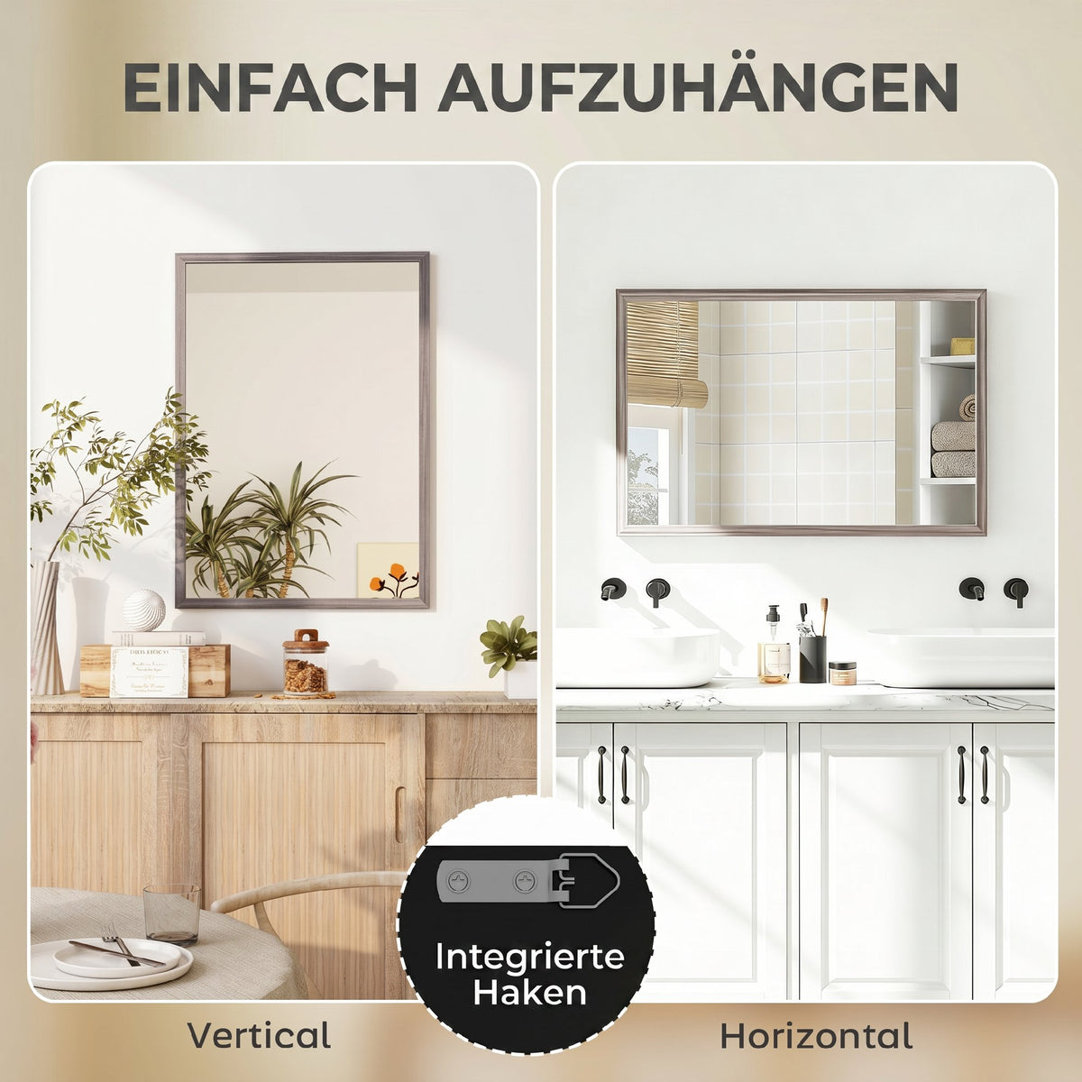 Rechteckiger Wandspiegel mit Holzwerkstoffrahmen