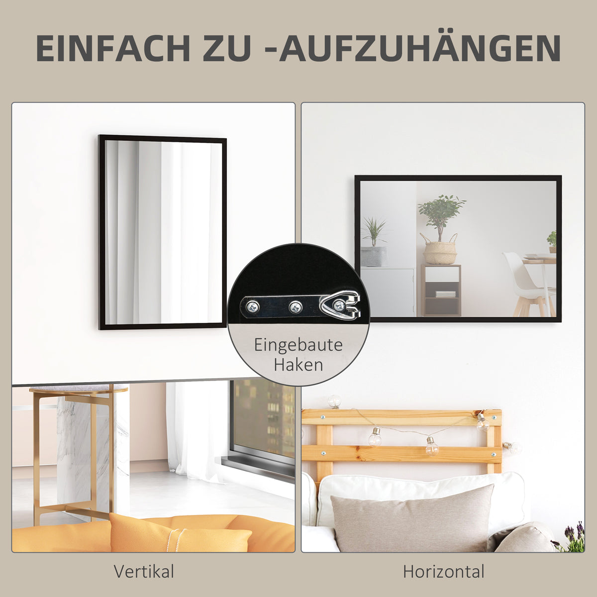 Rechteckiger Wandspiegel mit Holzwerkstoffrahmen