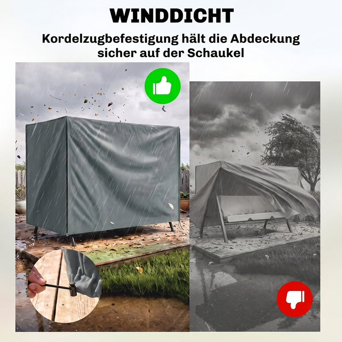 Hollywoodschaukel-Abdeckung aus Polyester mit Reißverschluss