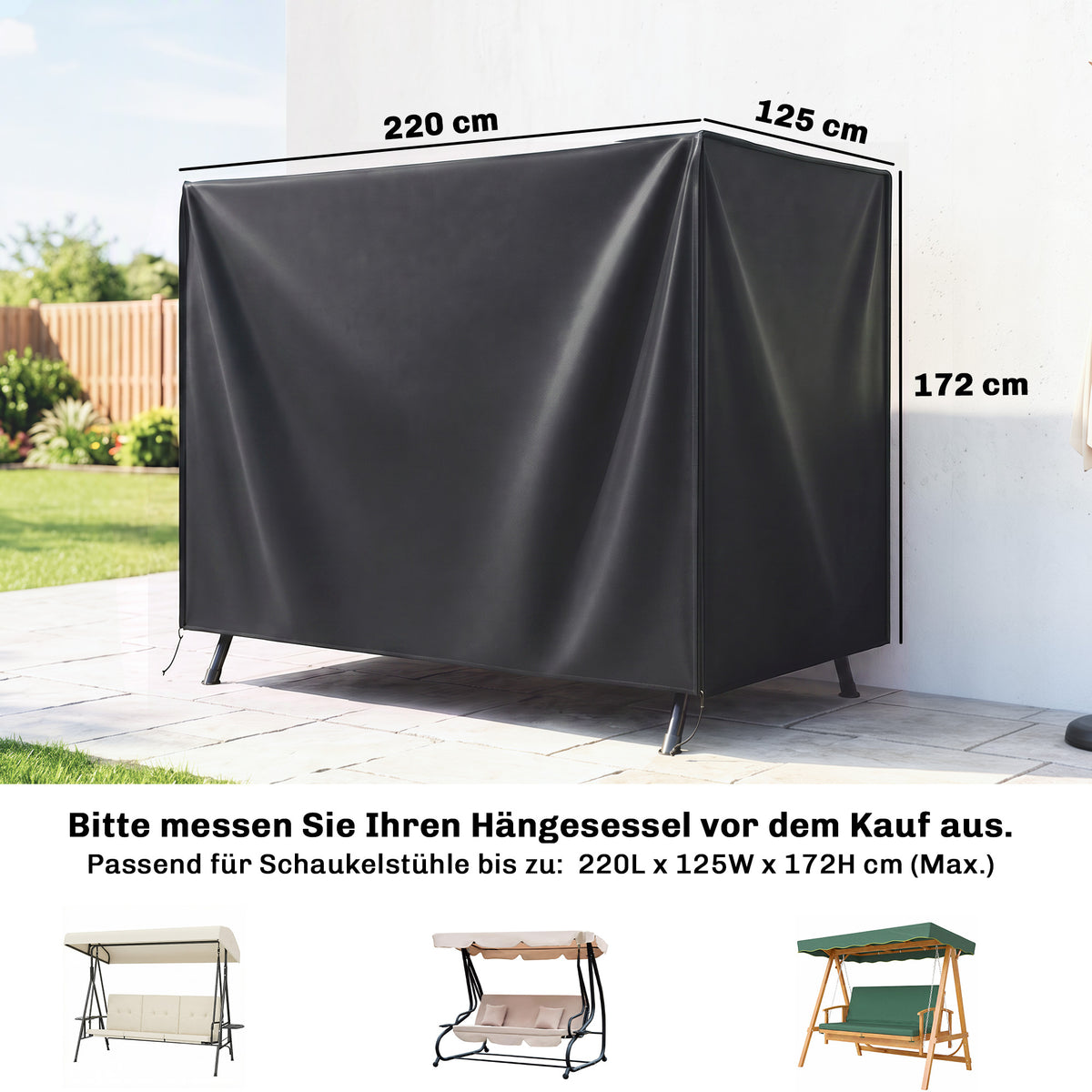 Hollywoodschaukel-Abdeckung aus Polyester mit Reißverschluss