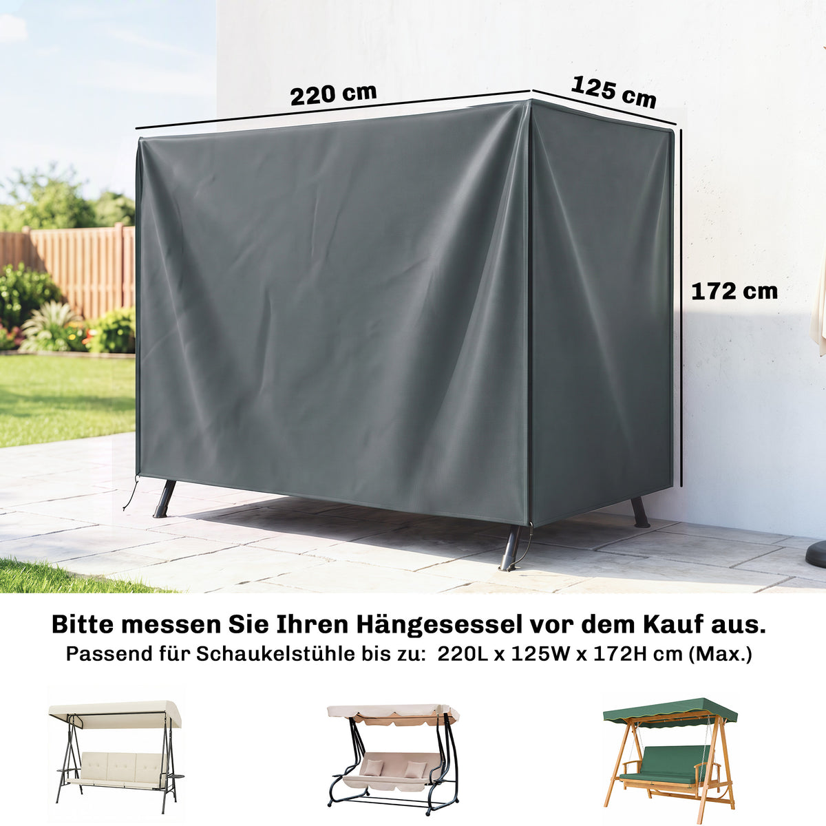 Hollywoodschaukel-Abdeckung aus Polyester mit Reißverschluss