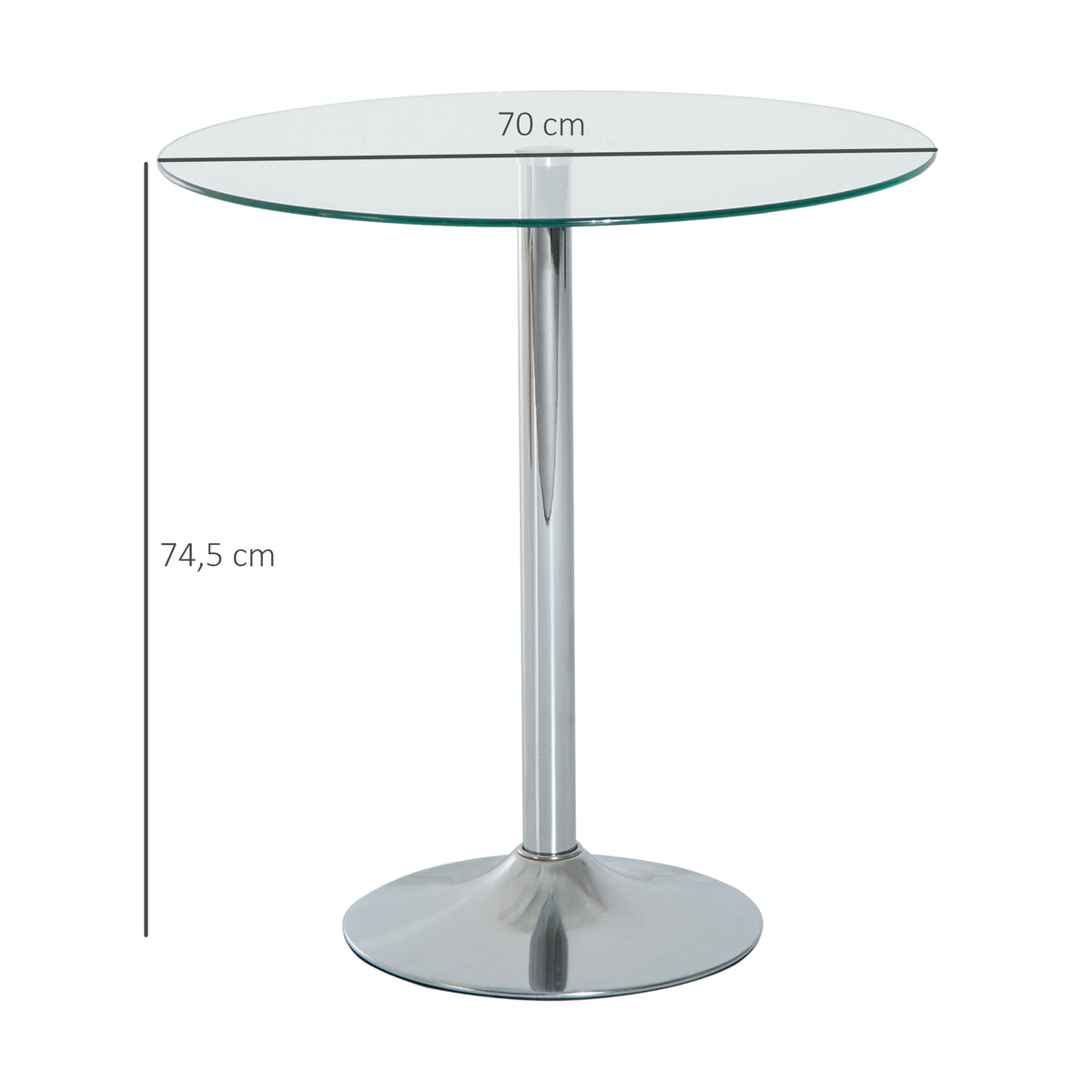 Runder Esstisch mit 8-mm-Glasplatte und Metallgestell