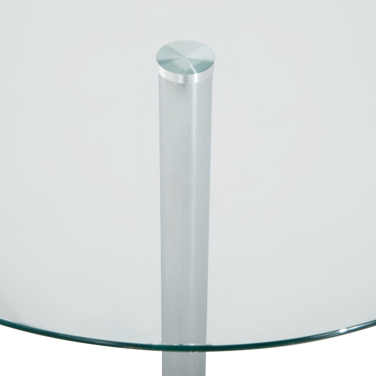 Runder Esstisch mit 8-mm-Glasplatte und Metallgestell