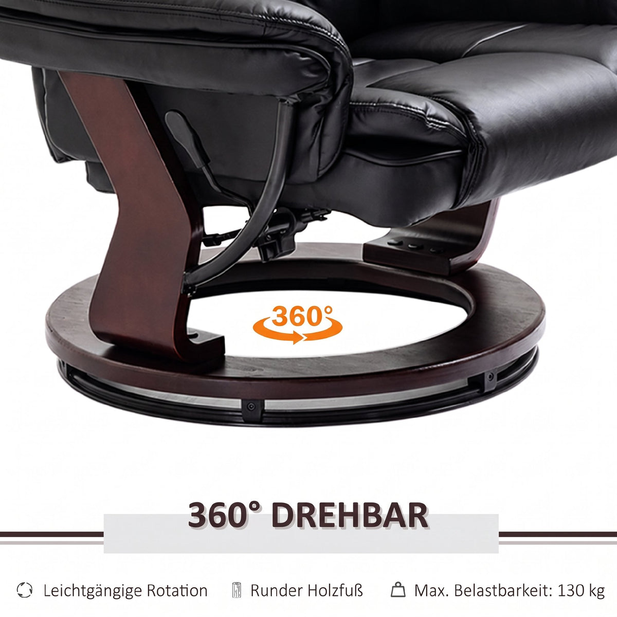 Relaxsessel mit Hocker, drehbar und verstellbar
