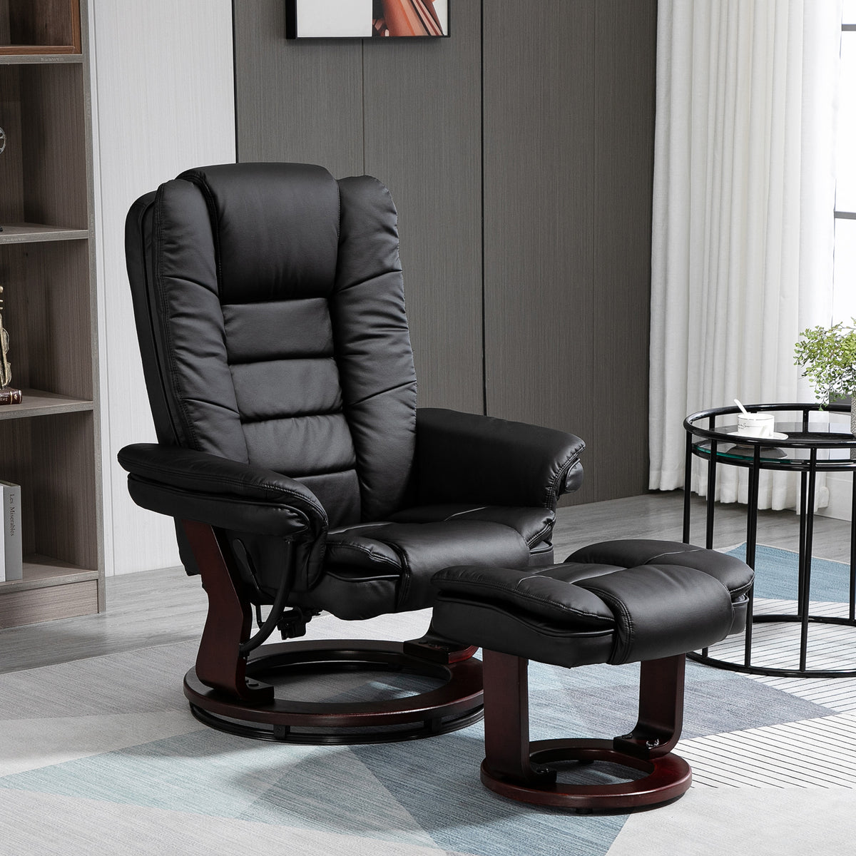 Relaxsessel mit Hocker, drehbar und verstellbar