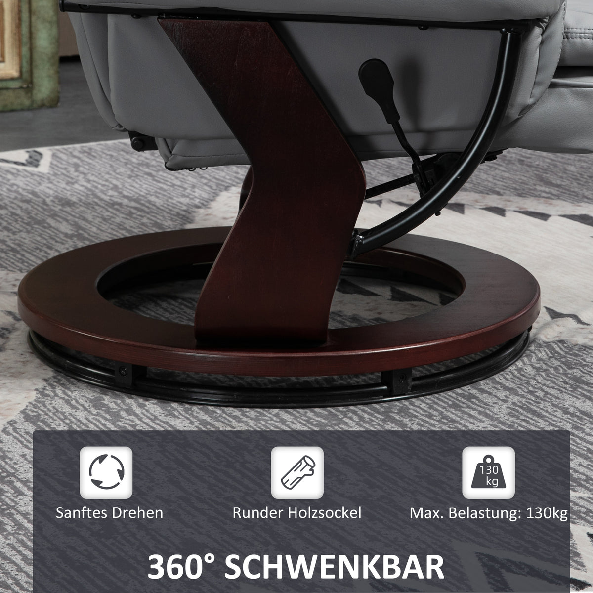 Relaxsessel mit Hocker, drehbar und verstellbar