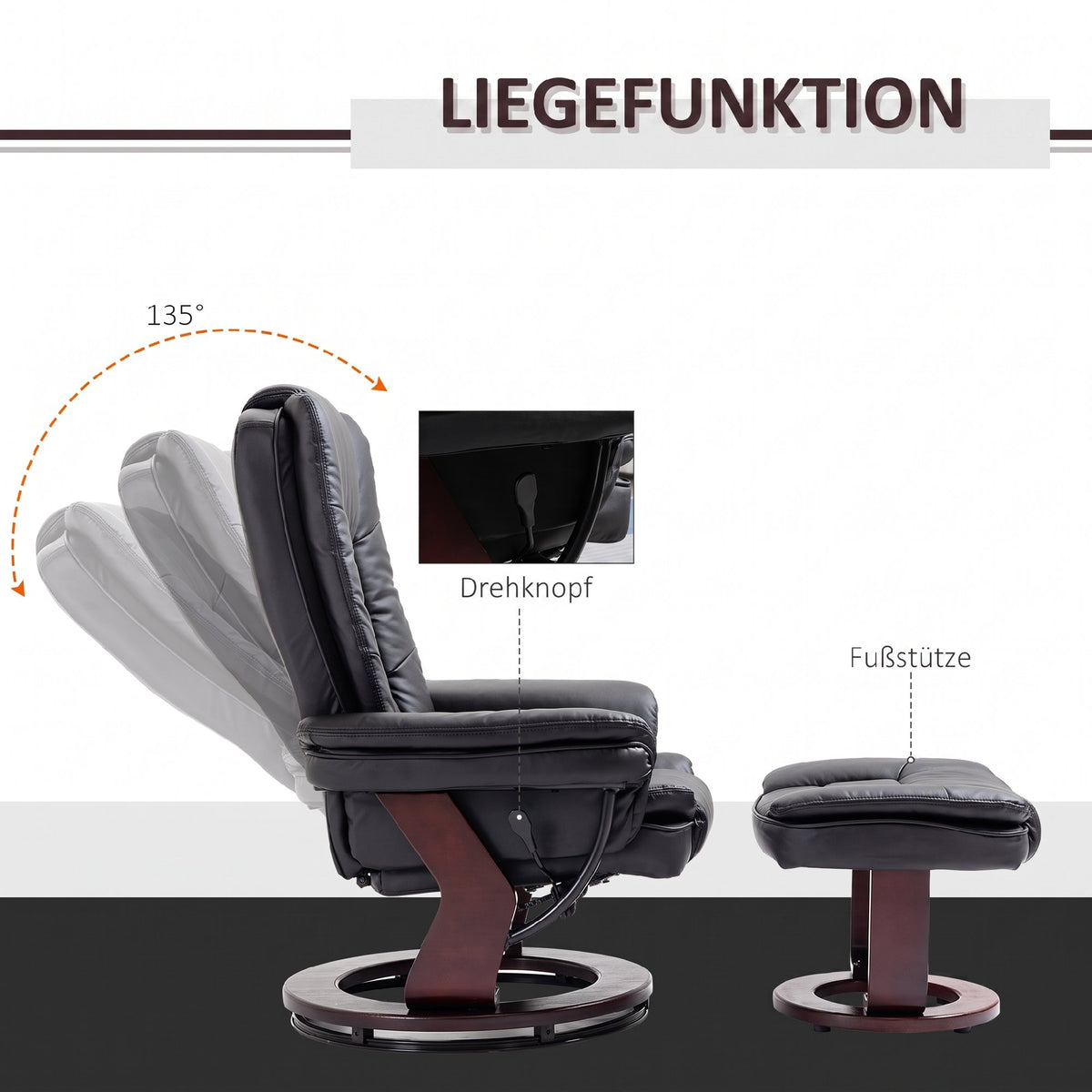Relaxsessel mit Hocker, drehbar und verstellbar