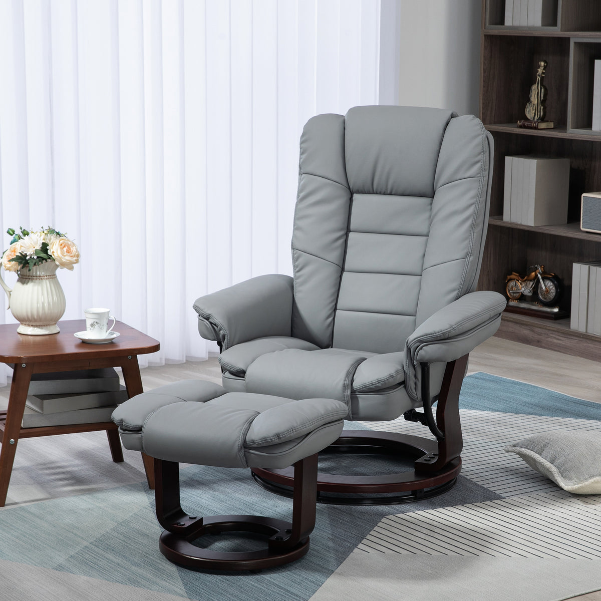Relaxsessel mit Hocker, drehbar und verstellbar