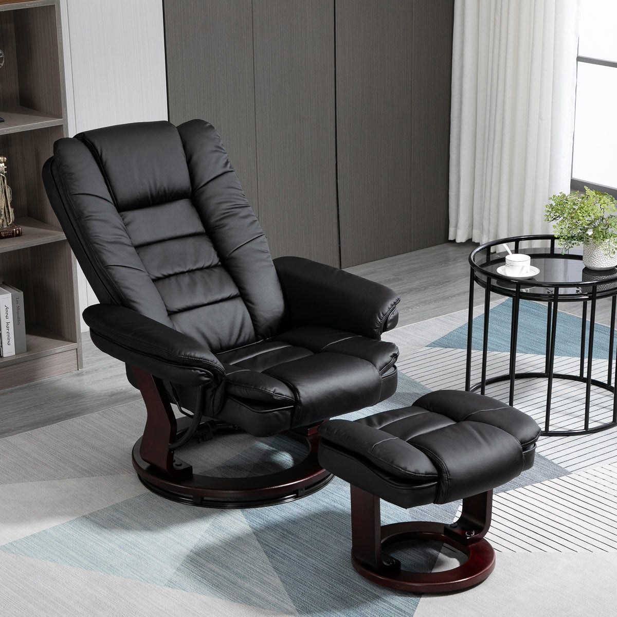 Relaxsessel mit Hocker, drehbar und verstellbar