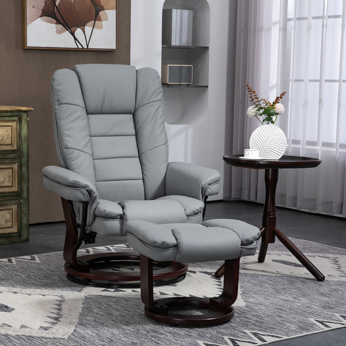 Relaxsessel mit Hocker, drehbar und verstellbar
